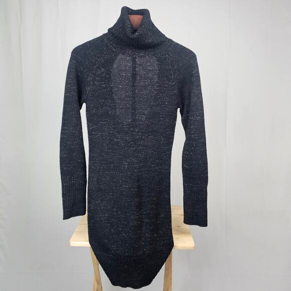 Givenchy Black Glitter Knit Wool Turtleneck Sweater Dress XS/S Open Back - Picture 1 of 4